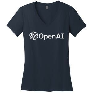 OpenAI Logo AI Artificial Intelligence NLP API GPT3 Women's V-Neck T-Shirt