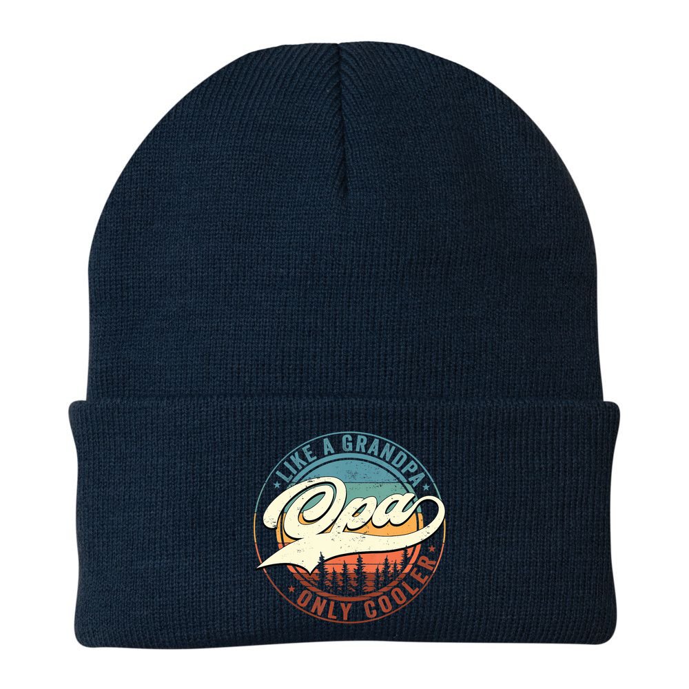Opa Like A Grandpa Only Cooler Vintage Retro Opa Dad Beanie