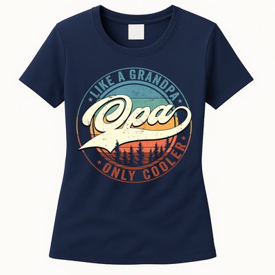 Opa Like A Grandpa Only Cooler Vintage Retro Opa Dad Womens T-Shirt