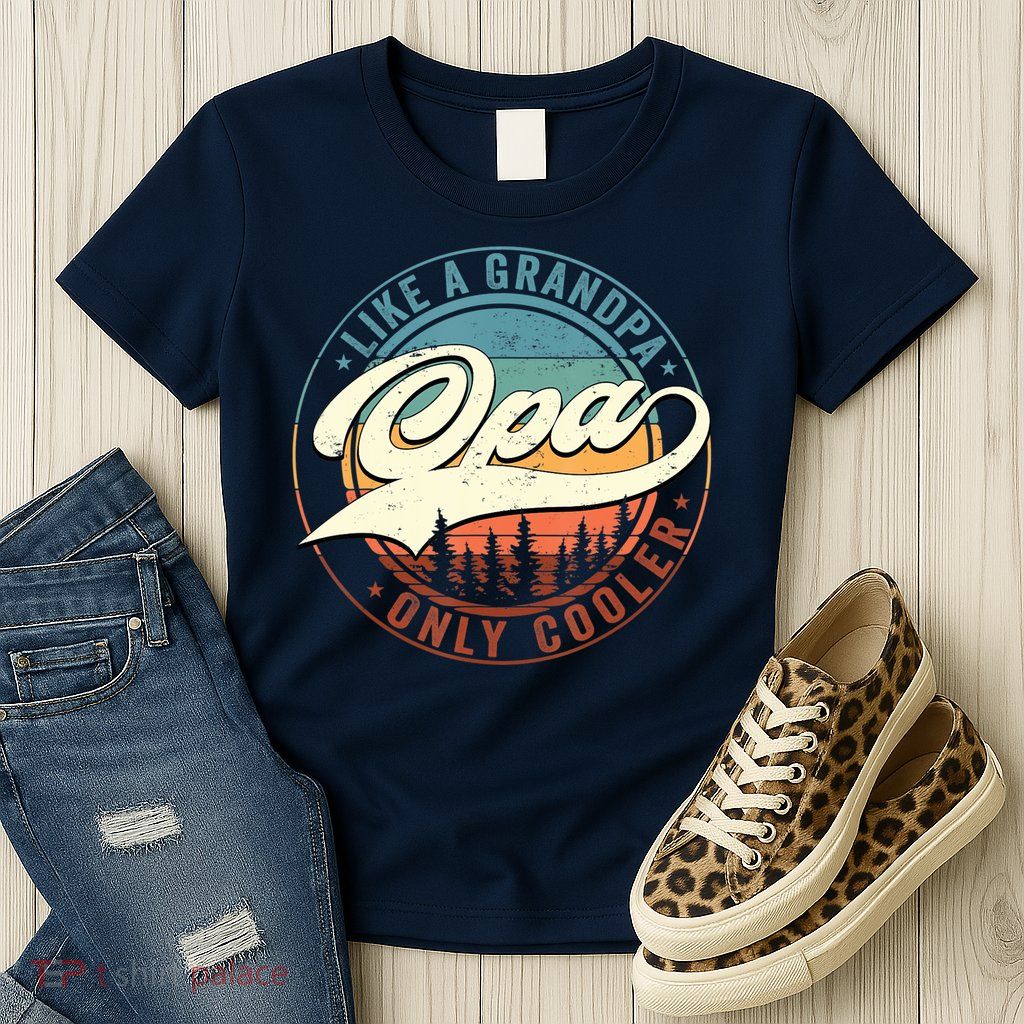 Opa Like A Grandpa Only Cooler Vintage Retro Opa Dad Womens T-Shirt