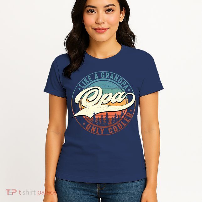 Opa Like A Grandpa Only Cooler Vintage Retro Opa Dad Womens T-Shirt