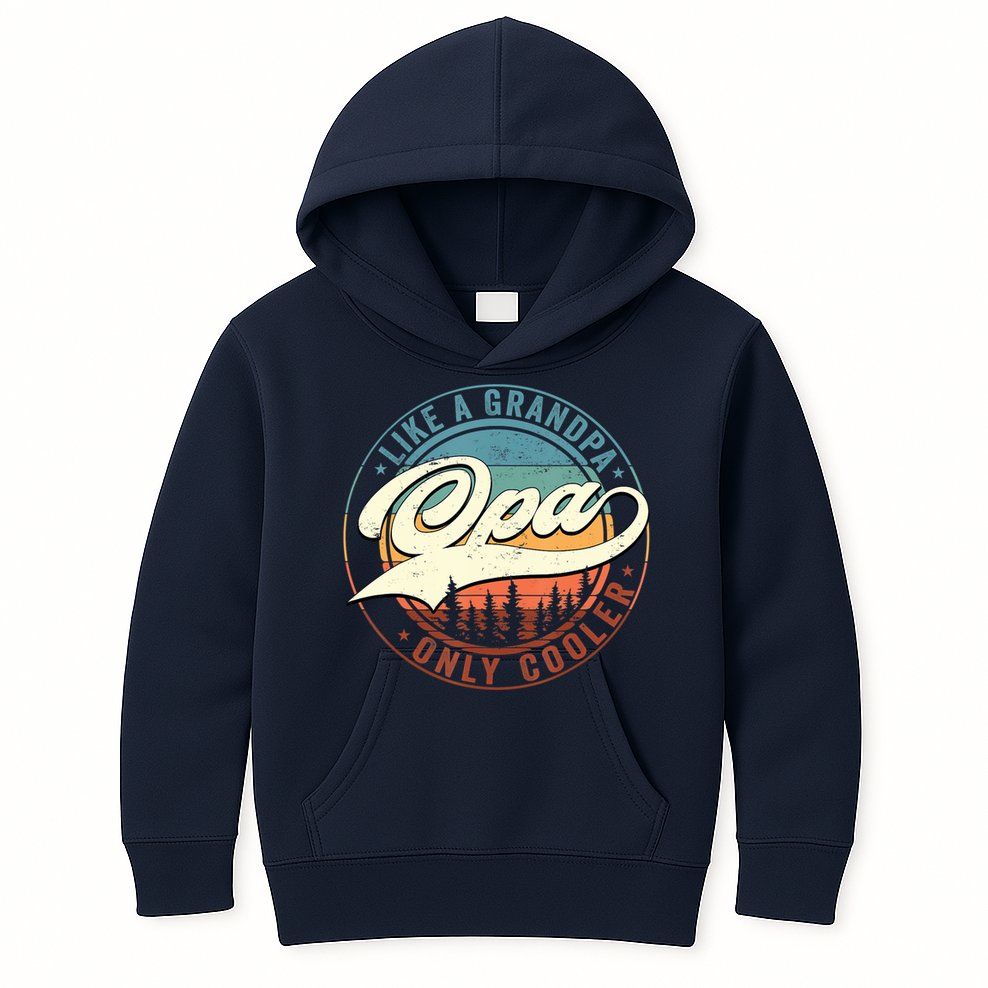 Opa Like A Grandpa Only Cooler Vintage Retro Opa Dad Kids Hoodie