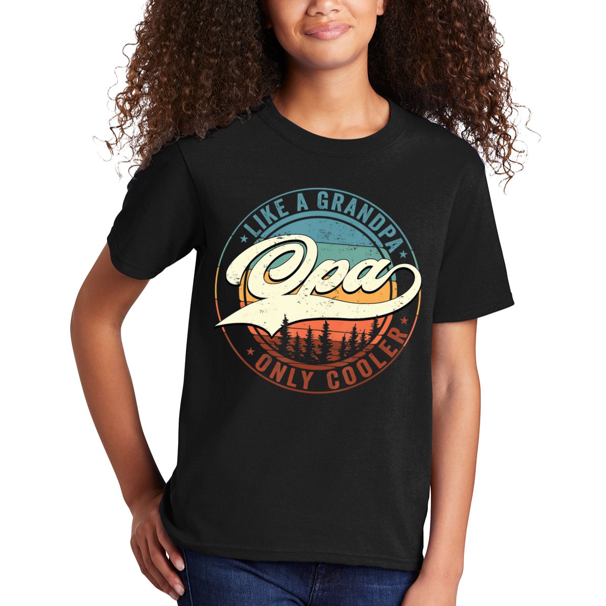 Opa Like A Grandpa Only Cooler Vintage Retro Opa Dad Kids T-Shirt