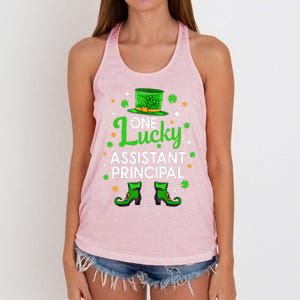 One Lucky Assistant Principal St Patrick's Day Leprechaun Meaningful Gift Women's Knotted Racerback Tank