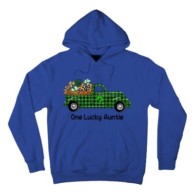 One Lucky Auntie Truck Green Plaid Shamrock St Patrick's Day Cool Gift Hoodie