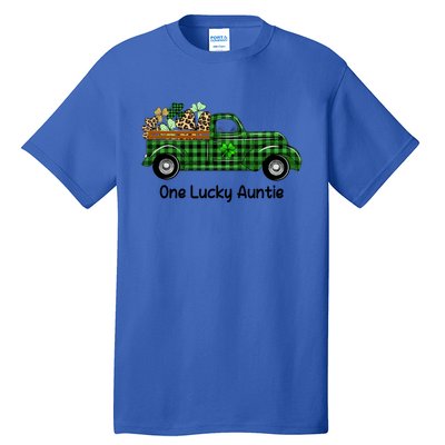 One Lucky Auntie Truck Green Plaid Shamrock St Patrick's Day Cool Gift Tall T-Shirt