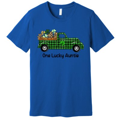 One Lucky Auntie Truck Green Plaid Shamrock St Patrick's Day Cool Gift Premium T-Shirt