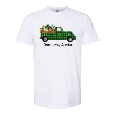 One Lucky Auntie Truck Green Plaid Shamrock St Patrick's Day Cool Gift Softstyle® CVC T-Shirt