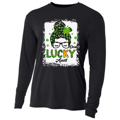 One Lucky Aunt Messy Bun Hair Bleached Saint Patrick's Day Cooling Performance Long Sleeve Crew