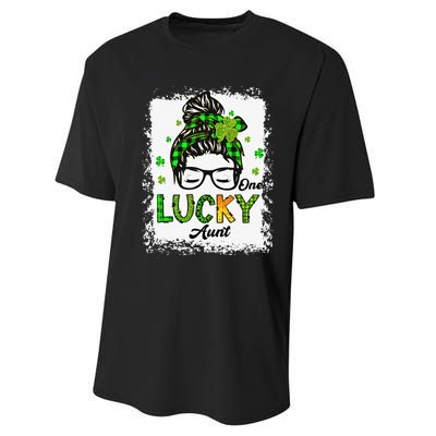 One Lucky Aunt Messy Bun Hair Bleached Saint Patrick's Day Performance Sprint T-Shirt