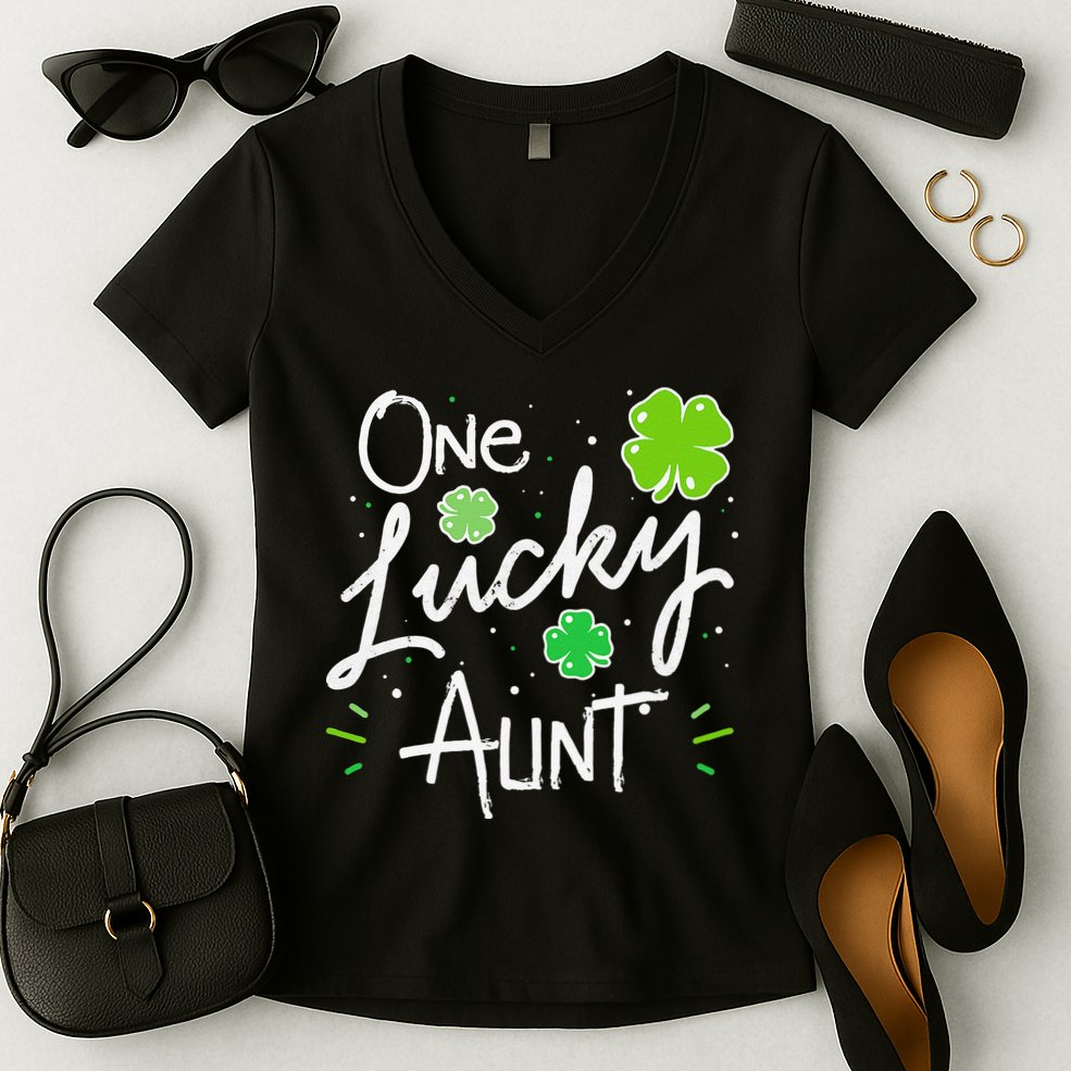 One Lucky Aunt St Patrick's Day Women's V-Neck T-Shirt