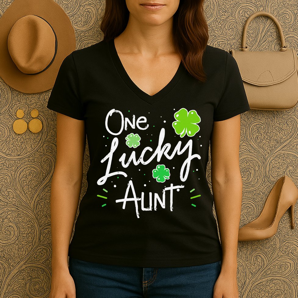 One Lucky Aunt St Patrick's Day Women's V-Neck T-Shirt