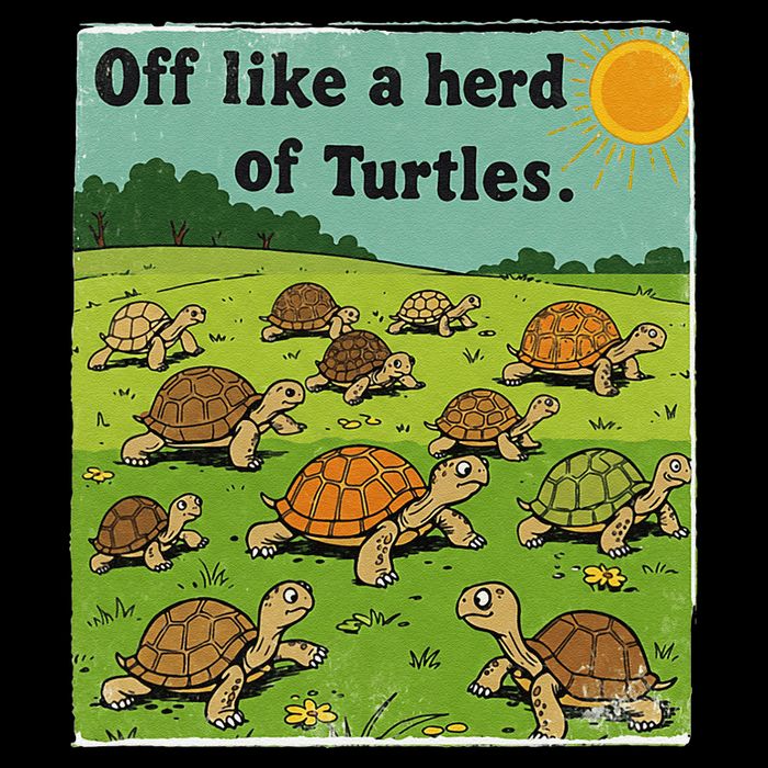 Off Like A Herd Of Turtles! Funny Family Saying Flexfit Unipanel Trucker Cap