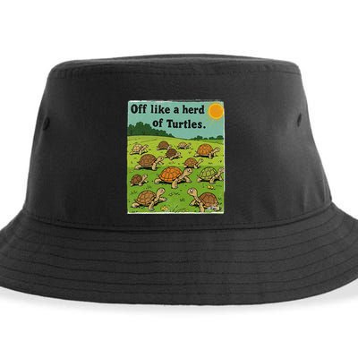 Off Like A Herd Of Turtles! Funny Family Saying Sustainable Bucket Hat