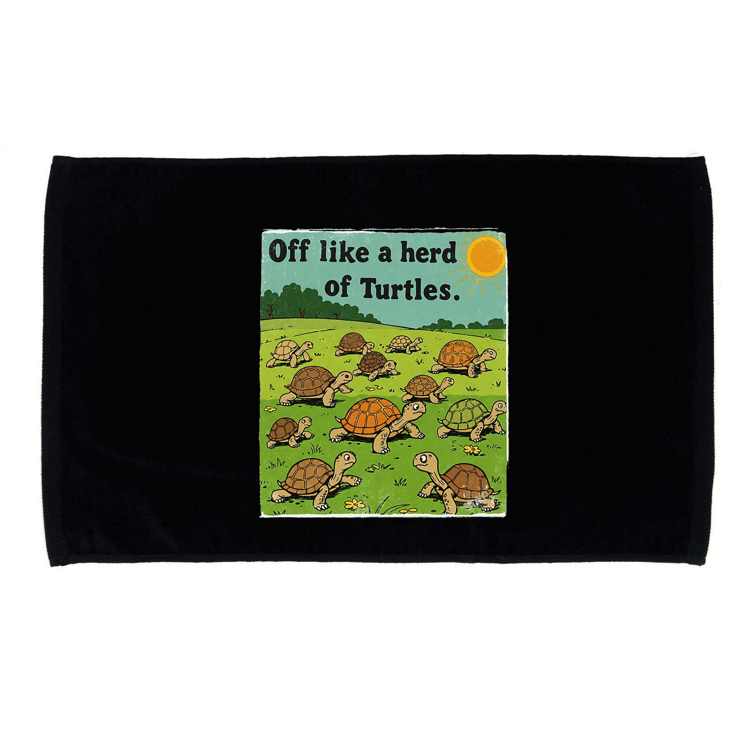 Off Like A Herd Of Turtles! Funny Family Saying Microfiber Hand Towel
