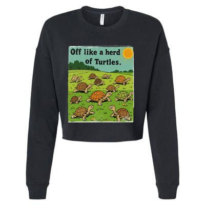 Off Like A Herd Of Turtles! Funny Family Saying Cropped Pullover Crew