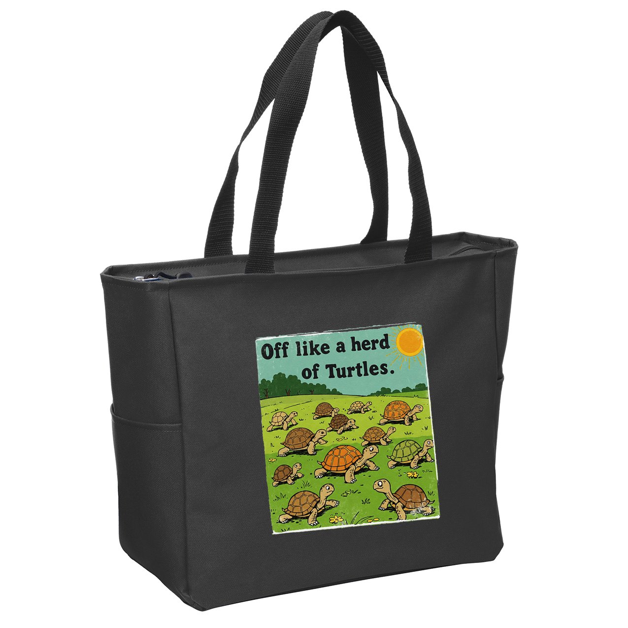 Off Like A Herd Of Turtles! Funny Family Saying Zip Tote Bag