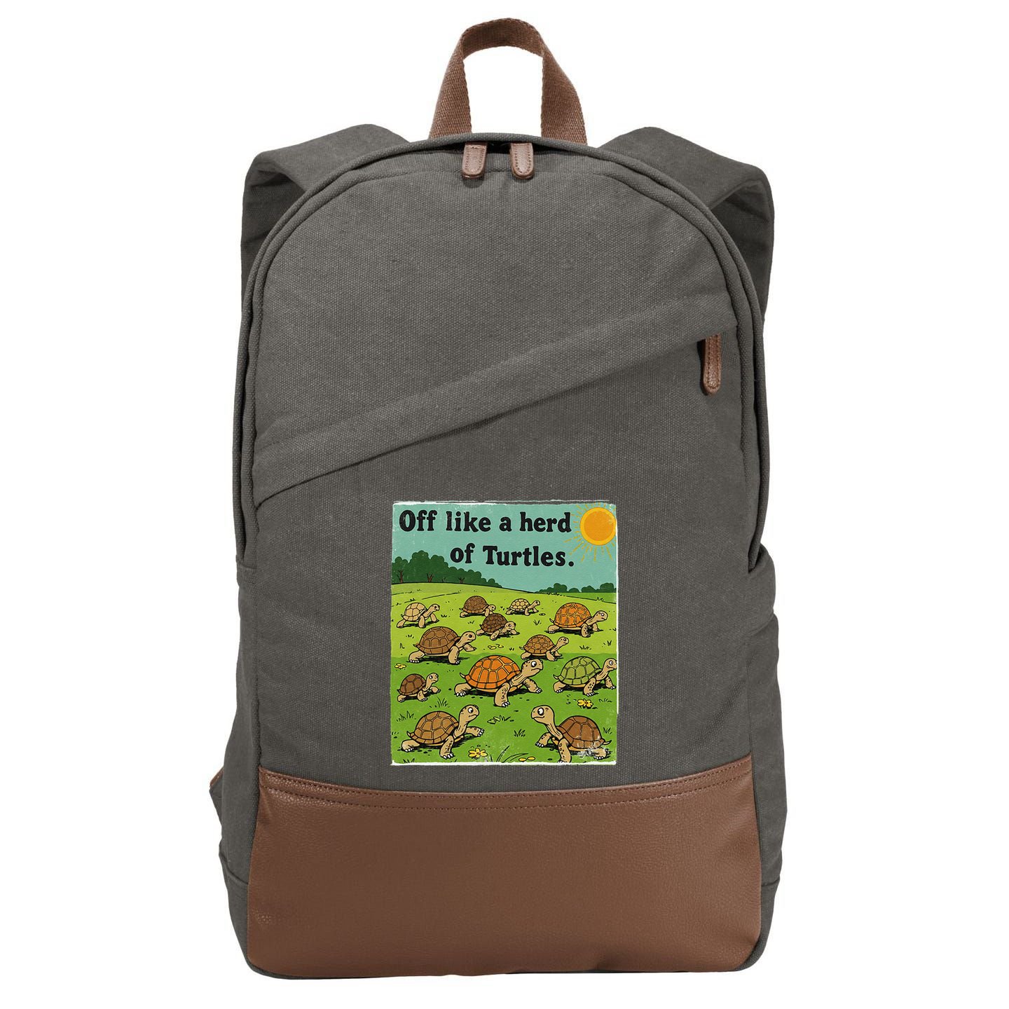 Off Like A Herd Of Turtles! Funny Family Saying Cotton Canvas Backpack