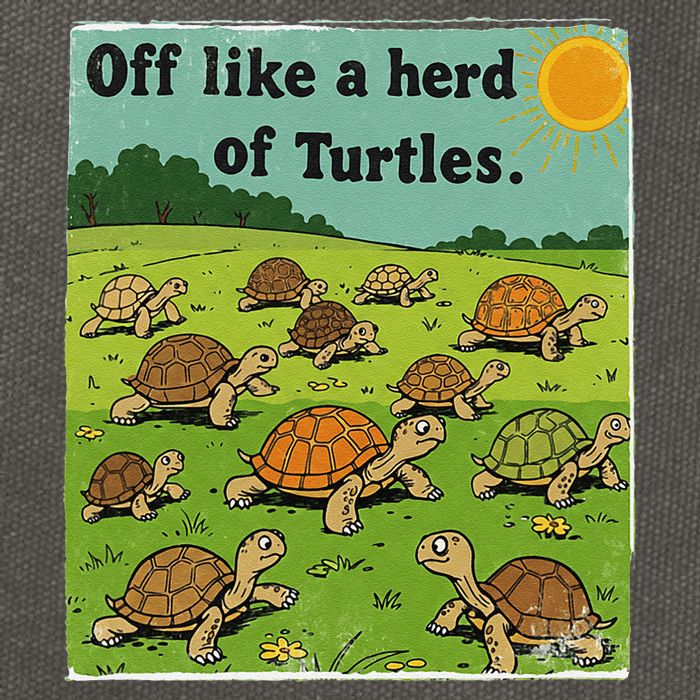 Off Like A Herd Of Turtles! Funny Family Saying Cotton Canvas Backpack