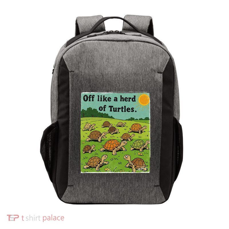 Off Like A Herd Of Turtles! Funny Family Saying Vector Backpack