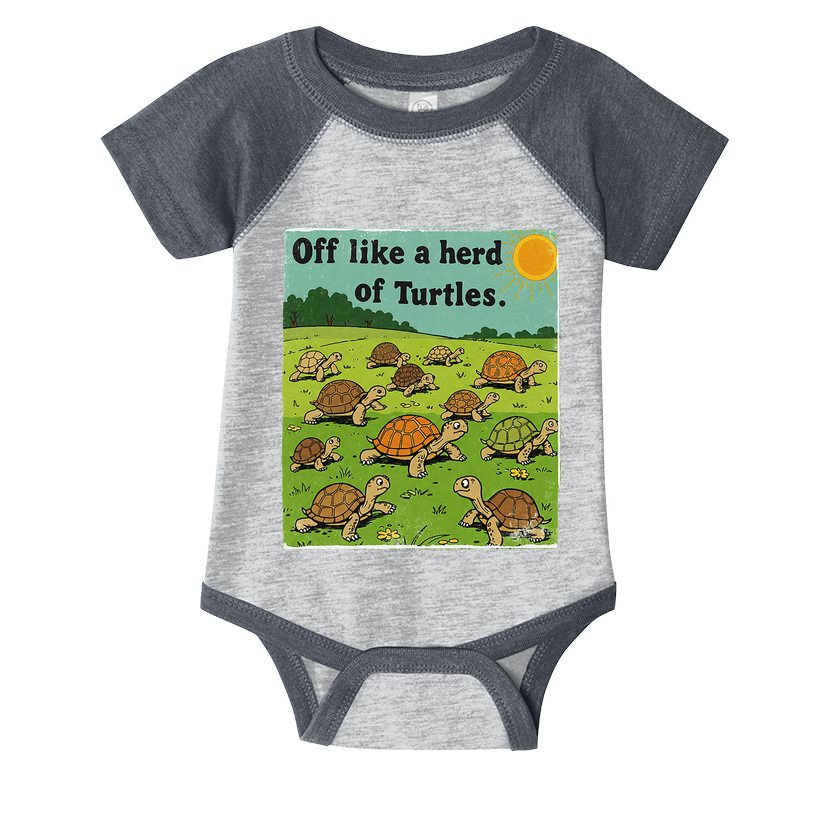 Off Like A Herd Of Turtles! Funny Family Saying Infant Baby Jersey Bodysuit