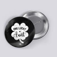One Lucky Aunt Shamrock Four Leaf Clover St Patricks Day Button