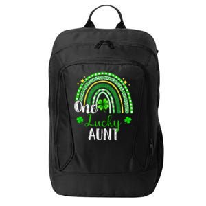 One Lucky Aunt Leopard green Rainbow St Patrick’s Day City Backpack