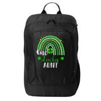 One Lucky Aunt Leopard green Rainbow St Patrick’s Day City Backpack