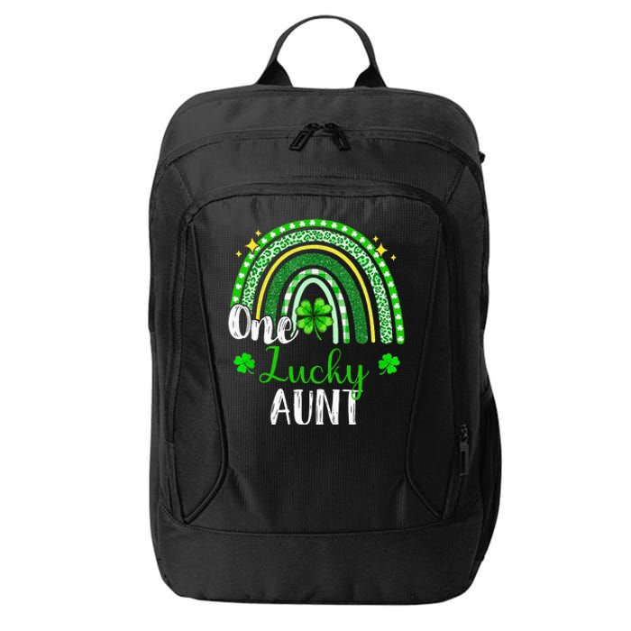 One Lucky Aunt Leopard green Rainbow St Patrick’s Day City Backpack