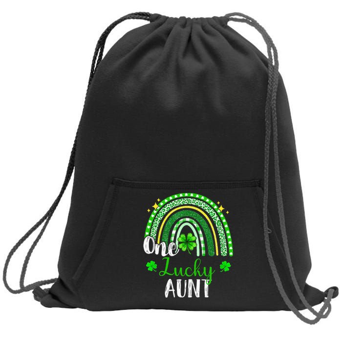 One Lucky Aunt Leopard green Rainbow St Patrick’s Day Sweatshirt Cinch Pack Bag