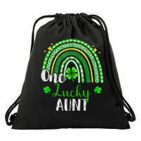 One Lucky Aunt Leopard green Rainbow St Patrick’s Day Drawstring Bag