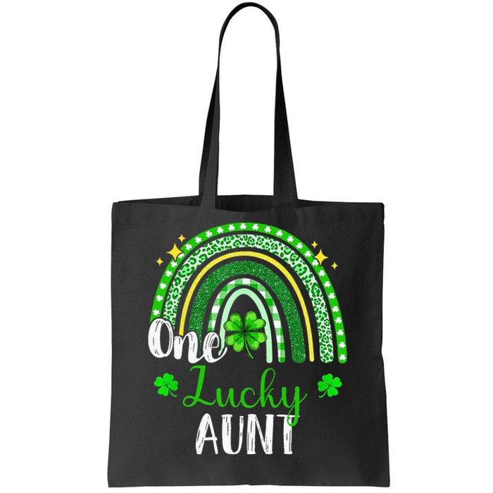 One Lucky Aunt Leopard green Rainbow St Patrick’s Day Tote Bag