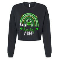 One Lucky Aunt Leopard green Rainbow St Patrick’s Day Cropped Pullover Crew