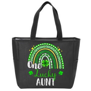 One Lucky Aunt Leopard green Rainbow St Patrick’s Day Zip Tote Bag