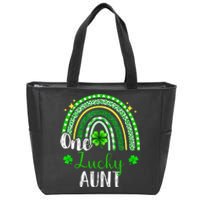 One Lucky Aunt Leopard green Rainbow St Patrick’s Day Zip Tote Bag