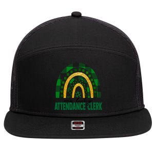 One Lucky Attendance Clerk Rainbow St Patricks Day Gift 7 Panel Mesh Trucker Snapback Hat