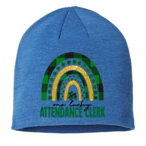 One Lucky Attendance Clerk Rainbow St Patricks Day Gift Sustainable Beanie