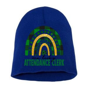 One Lucky Attendance Clerk Rainbow St Patricks Day Gift Short Acrylic Beanie