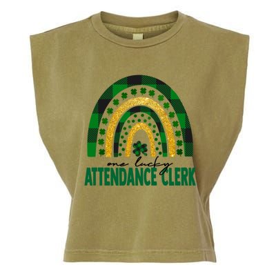 One Lucky Attendance Clerk Rainbow St Patricks Day Gift Garment-Dyed Women's Muscle Tee