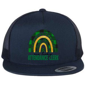 One Lucky Attendance Clerk Rainbow St Patricks Day Gift Flat Bill Trucker Hat