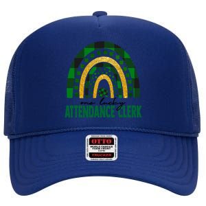 One Lucky Attendance Clerk Rainbow St Patricks Day Gift High Crown Mesh Back Trucker Hat