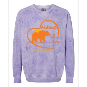 Orange Leukemia Awareness Mom Son Daughter Mama Bear Cancer Great Gift Colorblast Crewneck Sweatshirt