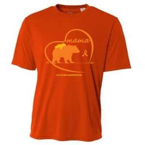 Orange Leukemia Awareness Mom Son Daughter Mama Bear Cancer Great Gift Cooling Performance Crew T-Shirt