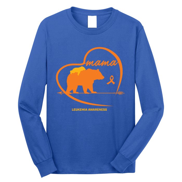 Orange Leukemia Awareness Mom Son Daughter Mama Bear Cancer Great Gift Long Sleeve Shirt