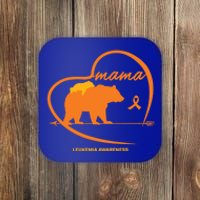 Orange Leukemia Awareness Mom Son Daughter Mama Bear Cancer Great Gift Coaster