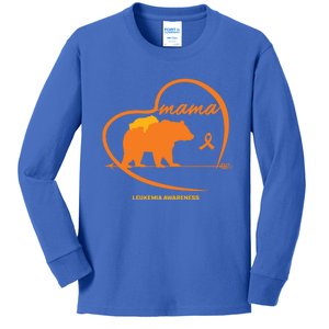 Orange Leukemia Awareness Mom Son Daughter Mama Bear Cancer Great Gift Kids Long Sleeve Shirt