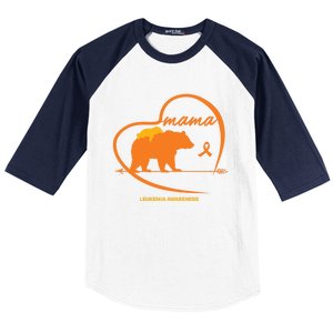 Orange Leukemia Awareness Mom Son Daughter Mama Bear Cancer Great Gift Baseball Sleeve Shirt