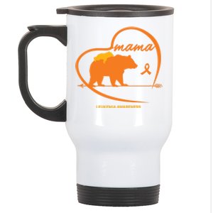 Orange Leukemia Awareness Mom Son Daughter Mama Bear Cancer Great Gift Stainless Steel Travel Mug