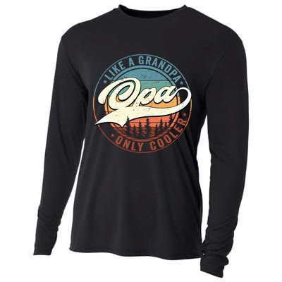 Opa Like A Grandpa Only Cooler Vintage Retro Opa Dad Gift Cooling Performance Long Sleeve Crew