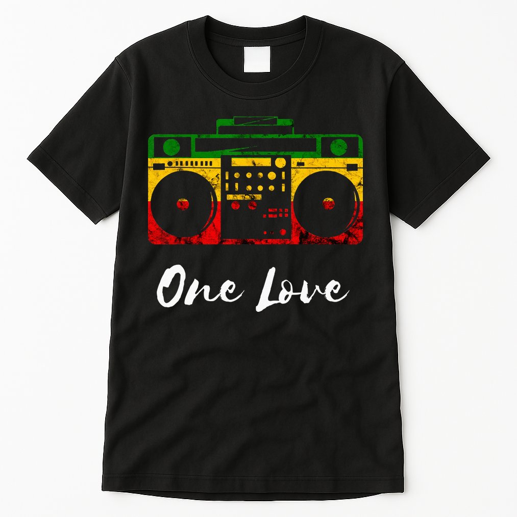 One Love Boombox Musicbox Rasta Reggae Music Rastafari Roots Tall T-Shirt